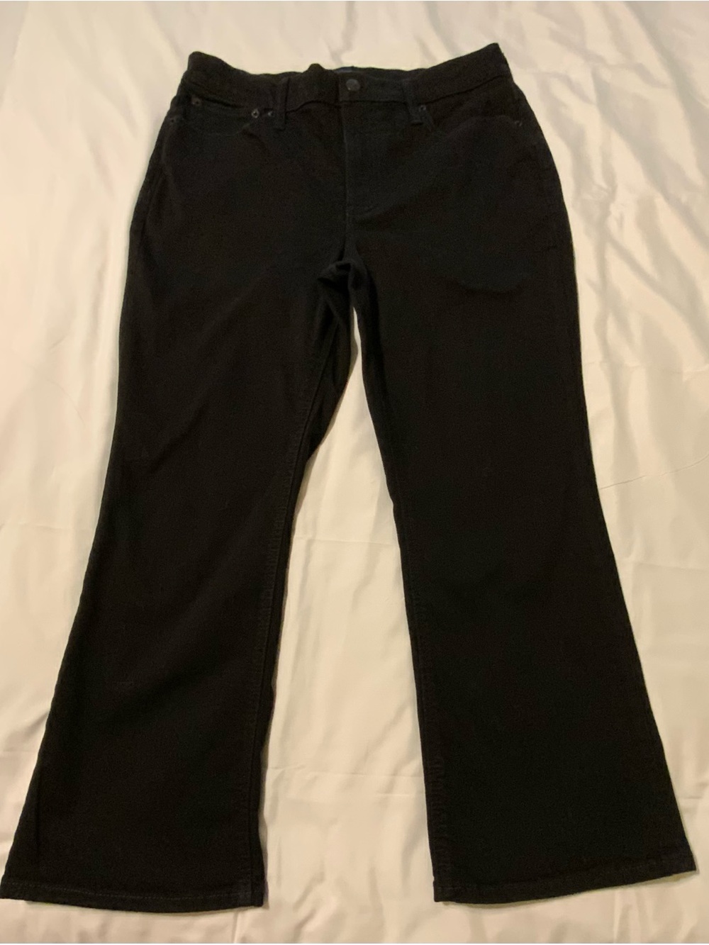 J. Crew Black Denim Bootcut Jeans Stretch Cotton Pockets Size 30 Mid Rise Crop